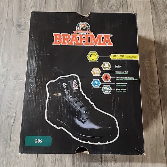 BRAHMA Black Steel Toe Work Boots Mens Size 10.5 main image 7